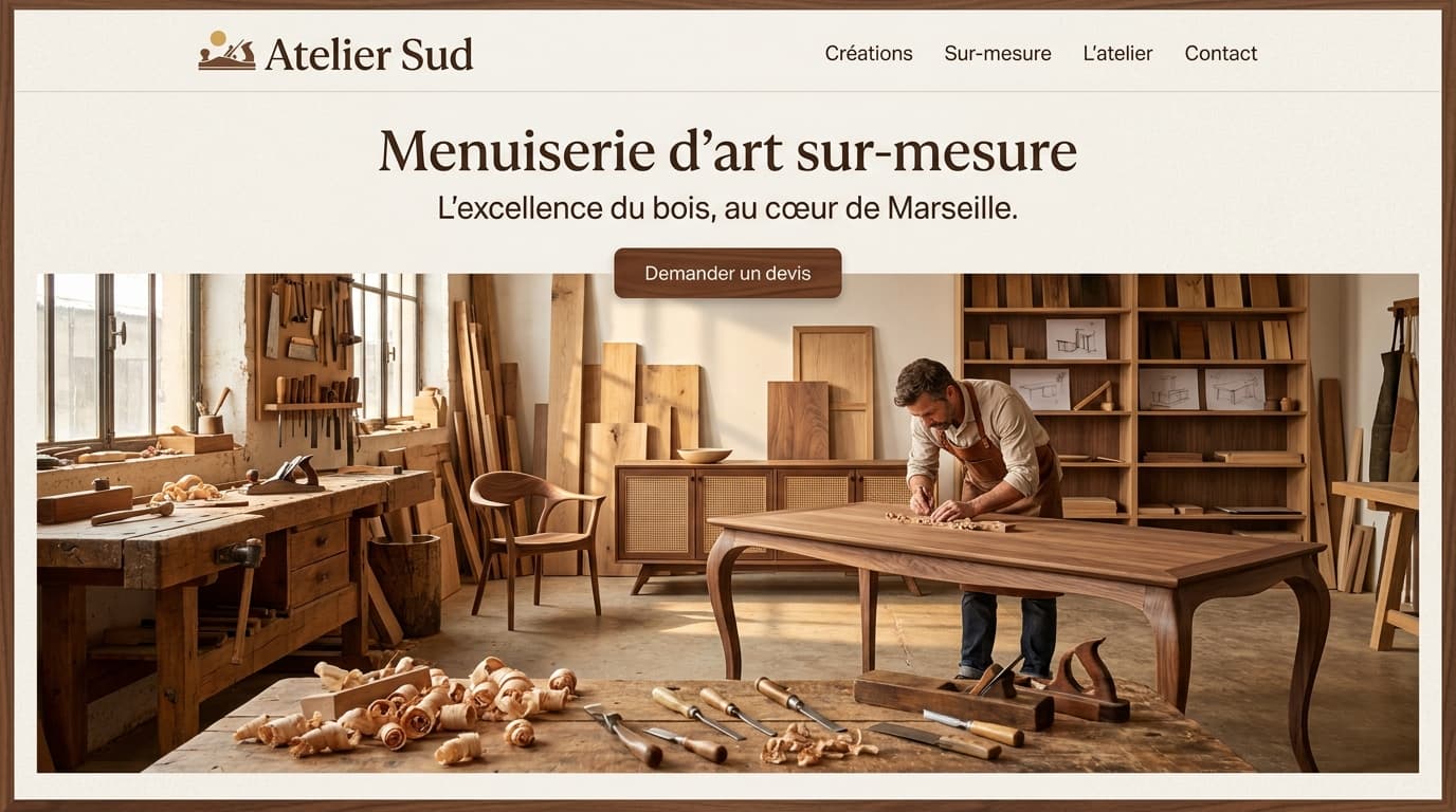 Site web Atelier Sud — Menuiserie d'art à Marseille